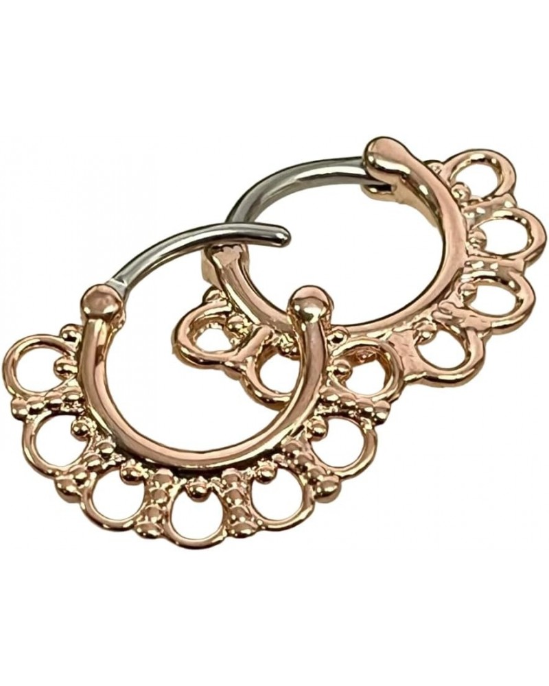 1pc Tribal Fan Septum Clicker 316L Surgical Steel 16g Nose Ring Rose Gold - 16g $8.98 Body Jewelry