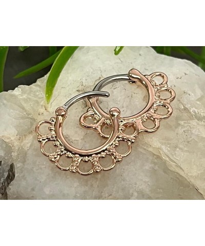 1pc Tribal Fan Septum Clicker 316L Surgical Steel 16g Nose Ring Rose Gold - 16g $8.98 Body Jewelry