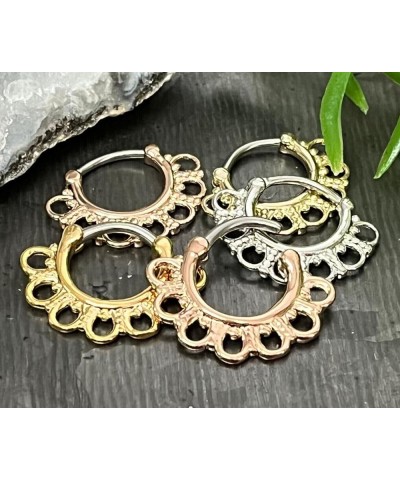 1pc Tribal Fan Septum Clicker 316L Surgical Steel 16g Nose Ring Rose Gold - 16g $8.98 Body Jewelry