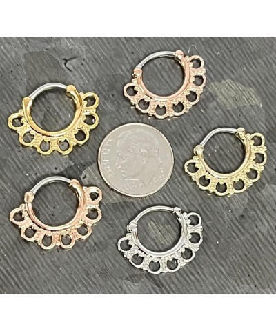 1pc Tribal Fan Septum Clicker 316L Surgical Steel 16g Nose Ring Rose Gold - 16g $8.98 Body Jewelry