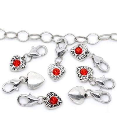 Clip on Birthstone Charms Color Rhinestone Heart Charms JULY $8.24 Bracelets