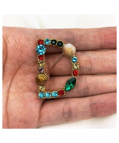 A to Z 26 English Letters Plated Metal Stone Clear Colorful Crystal Lapel Pin Brooches Collar(2 Color) D-Gold D $8.69 Brooche...