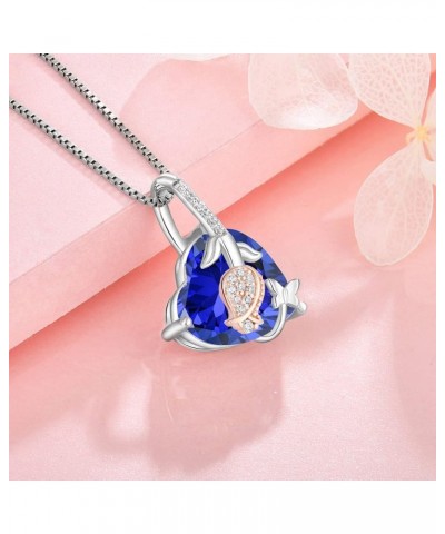 Women's Rose Flower Butterfly Heart Necklaces, 925 Sterling Silver 5A Cubic Zirconia Birthstone Pendant Jewelry Gifts, Annive...