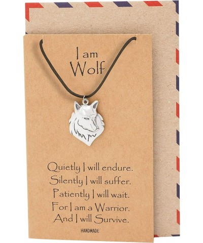 Wolf Necklace, Nature Inspired Pendants, Tribal Inspirational Gifts, Wolf Spirit Necklace Silver Tone with Black Cord $13.47 ...