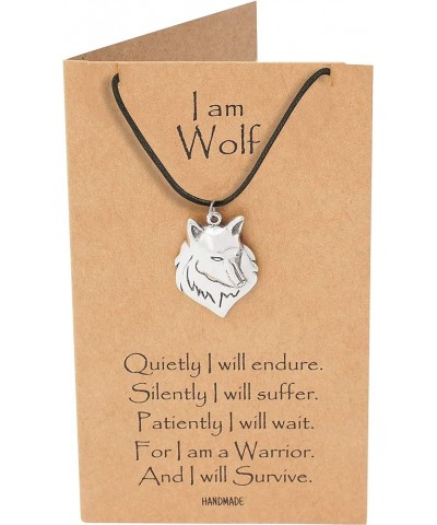 Wolf Necklace, Nature Inspired Pendants, Tribal Inspirational Gifts, Wolf Spirit Necklace Silver Tone with Black Cord $13.47 ...