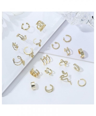 20 Pcs Ear Cuffs Earrings for Women Non Piercing Adjustable Fake Clip On Cartilage Huggie Dainty Minimal Crossed Conch Pierci...