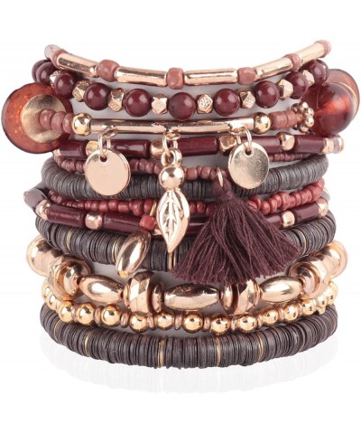 Multi Layer Versatile Statement Bracelets - Stackable Beaded Strand Stretch Bangles Sparkly Crystal, Wood Bead, Tassel Charm ...