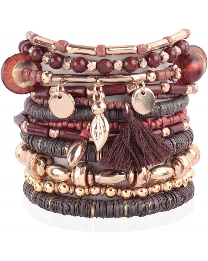 Multi Layer Versatile Statement Bracelets - Stackable Beaded Strand Stretch Bangles Sparkly Crystal, Wood Bead, Tassel Charm ...