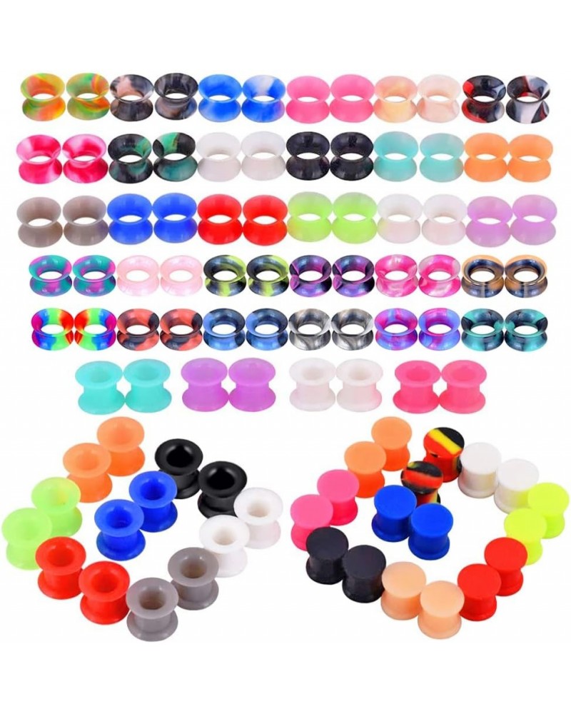 100pcs Colorful Silicone Ear Gauges Plugs Double Flared Ear Tunnels Stretchers Ear Piercing Jewelry 2g-5/8 50pairs, 9/16"(14m...