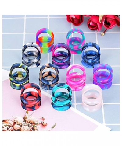 100pcs Colorful Silicone Ear Gauges Plugs Double Flared Ear Tunnels Stretchers Ear Piercing Jewelry 2g-5/8 50pairs, 9/16"(14m...