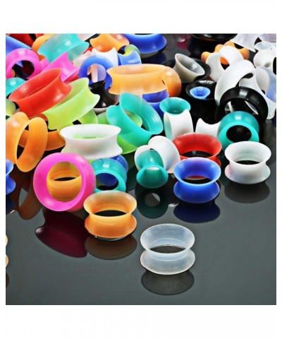 100pcs Colorful Silicone Ear Gauges Plugs Double Flared Ear Tunnels Stretchers Ear Piercing Jewelry 2g-5/8 50pairs, 9/16"(14m...