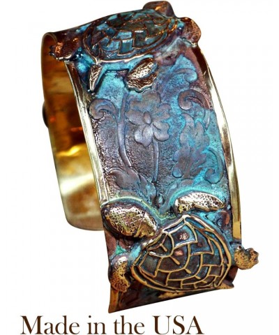 Classic Sea Turtle Cuff Bracelet - USA Made - Verdigris Patina Brass $48.90 Bracelets