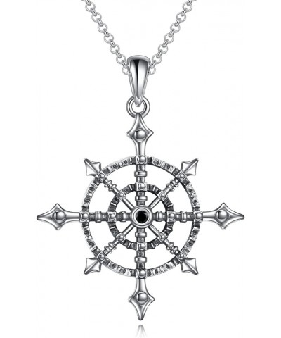 Compass Necklace for Men Triple Moon Goddess Necklace for Women 925 Sterling Silver Viking Wiccan Jewelry Gifts Graduation vi...