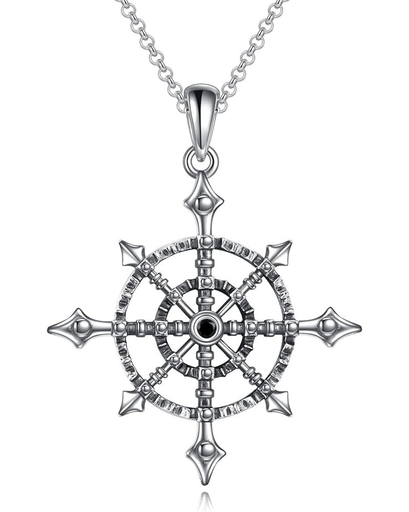 Compass Necklace for Men Triple Moon Goddess Necklace for Women 925 Sterling Silver Viking Wiccan Jewelry Gifts Graduation vi...