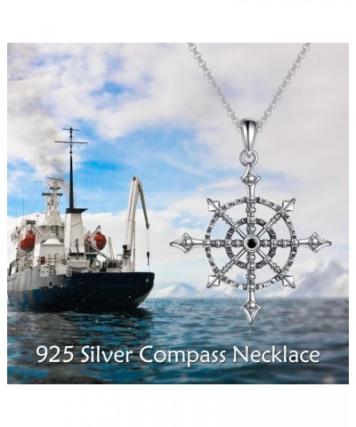 Compass Necklace for Men Triple Moon Goddess Necklace for Women 925 Sterling Silver Viking Wiccan Jewelry Gifts Graduation vi...