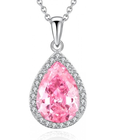 Classic Oval Pendant Gemstone Necklace | Crystal Ruby Sapphire Waterdrop Birthstone Teardrop Emerald Necklace | 18K Platinum ...