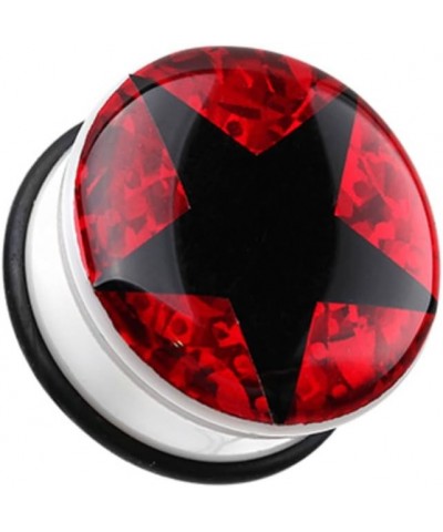 Star Glitter Single Flared WildKlass Ear Gauge Plug (Sold as Pairs) 1" (25mm) Red $9.24 Body Jewelry