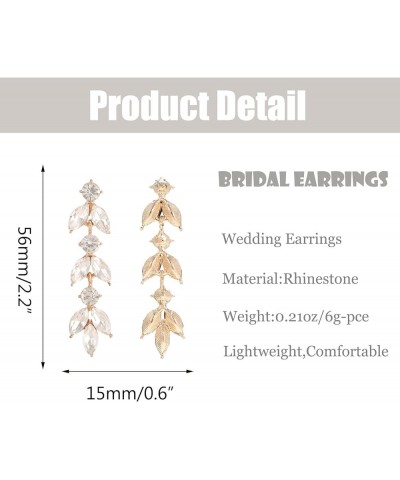 Wedding Rhinestone Dangle Earrings Elegant Bridal Crystal Drop Earrings for Women Bridesmaids Guest Party Prom Gold $7.00 Ear...