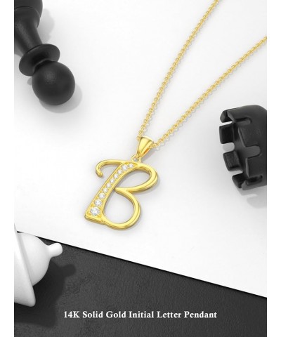 14K Solid Gold Initial A to Z Necklaces for Women, Moissanite Diamond Letter Pendant Small Aphabet Jewelry Graduation Mothers...