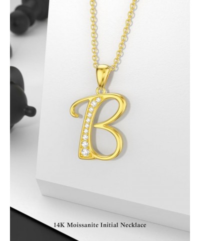 14K Solid Gold Initial A to Z Necklaces for Women, Moissanite Diamond Letter Pendant Small Aphabet Jewelry Graduation Mothers...