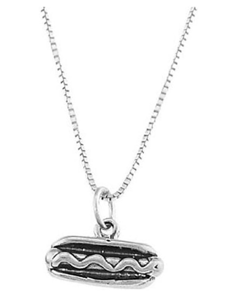 Sterling Silver Three Dimensional Hot Dog Necklace 16.0 Inches $21.73 Necklaces