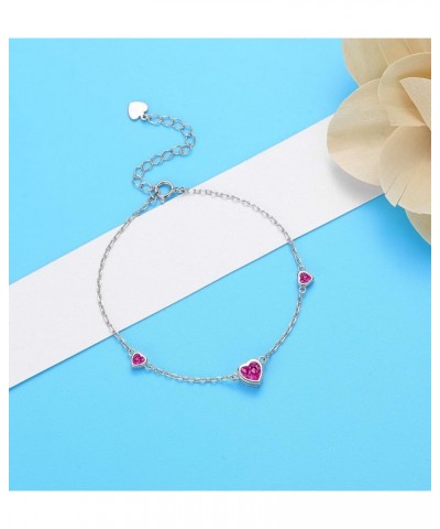 925 Sterling Silver Heart Birthstone Bracelet for Women - Birthday Thanksgiving Day Christmas Valentine's Day Cute Gifts Jewe...