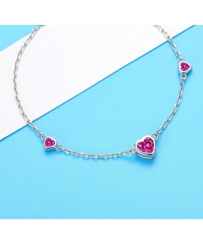 925 Sterling Silver Heart Birthstone Bracelet for Women - Birthday Thanksgiving Day Christmas Valentine's Day Cute Gifts Jewe...