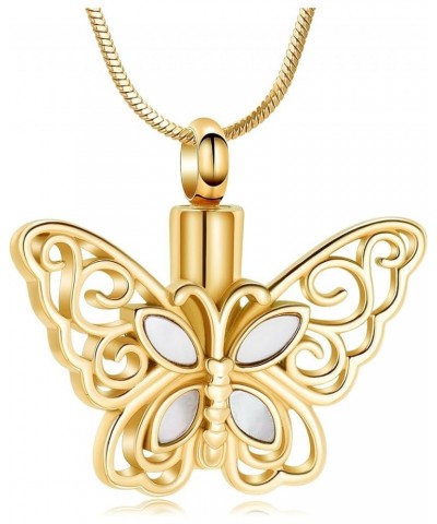 Cremation Jewelry for Ashes Memorial Keepsake for Beloved's Ashes Urn Pendants Butterfly Cremation Necklace for Ashes Golden ...