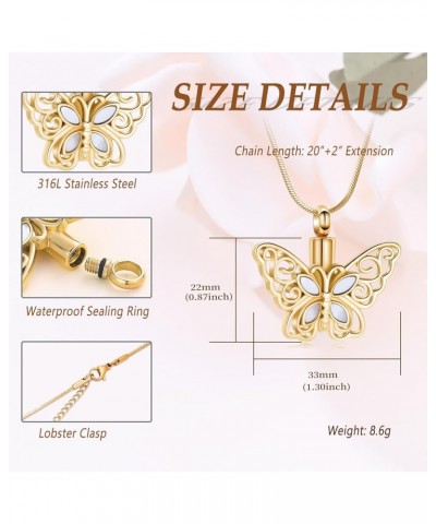 Cremation Jewelry for Ashes Memorial Keepsake for Beloved's Ashes Urn Pendants Butterfly Cremation Necklace for Ashes Golden ...