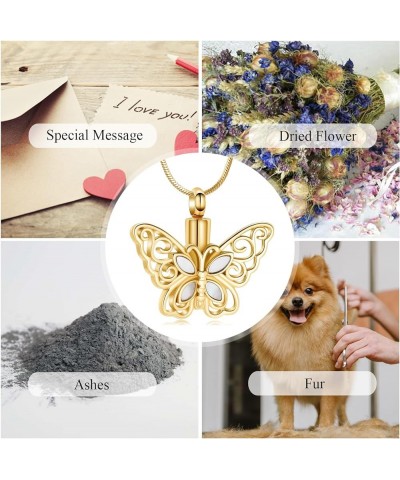 Cremation Jewelry for Ashes Memorial Keepsake for Beloved's Ashes Urn Pendants Butterfly Cremation Necklace for Ashes Golden ...