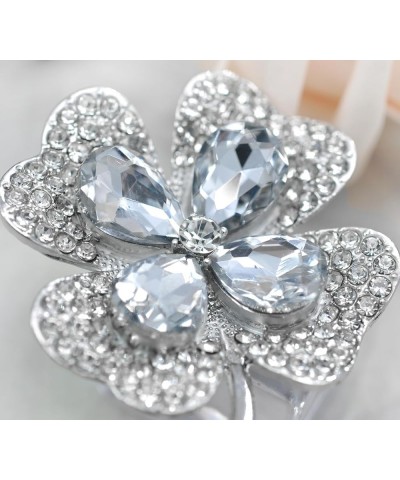 Four Leaf Clover Brooch Pin Clear Silvery Tone $13.43 Brooches & Pins