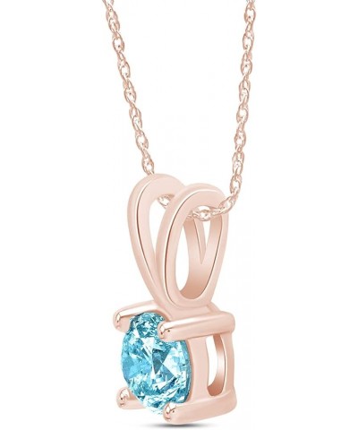 Jewel Zone US Simulated Aquamarine Solitaire Pendant Necklace 14k Gold Over Sterling Silver (1.25 Cttw) rose-gold-plated-silv...