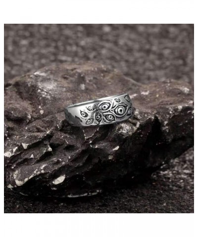 Stainless Steel Engraved Demon Eye Retro Hipster Ring Evil Eye Ring Antique Silver Eye of God Band Vintage Cool for Men Women...