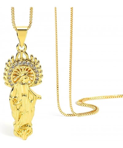 Virgin Mary Necklace: 18K Gold Plated Virgin Mary Pendant Jewelry for Women, Mothers Day Gifts $7.40 Necklaces