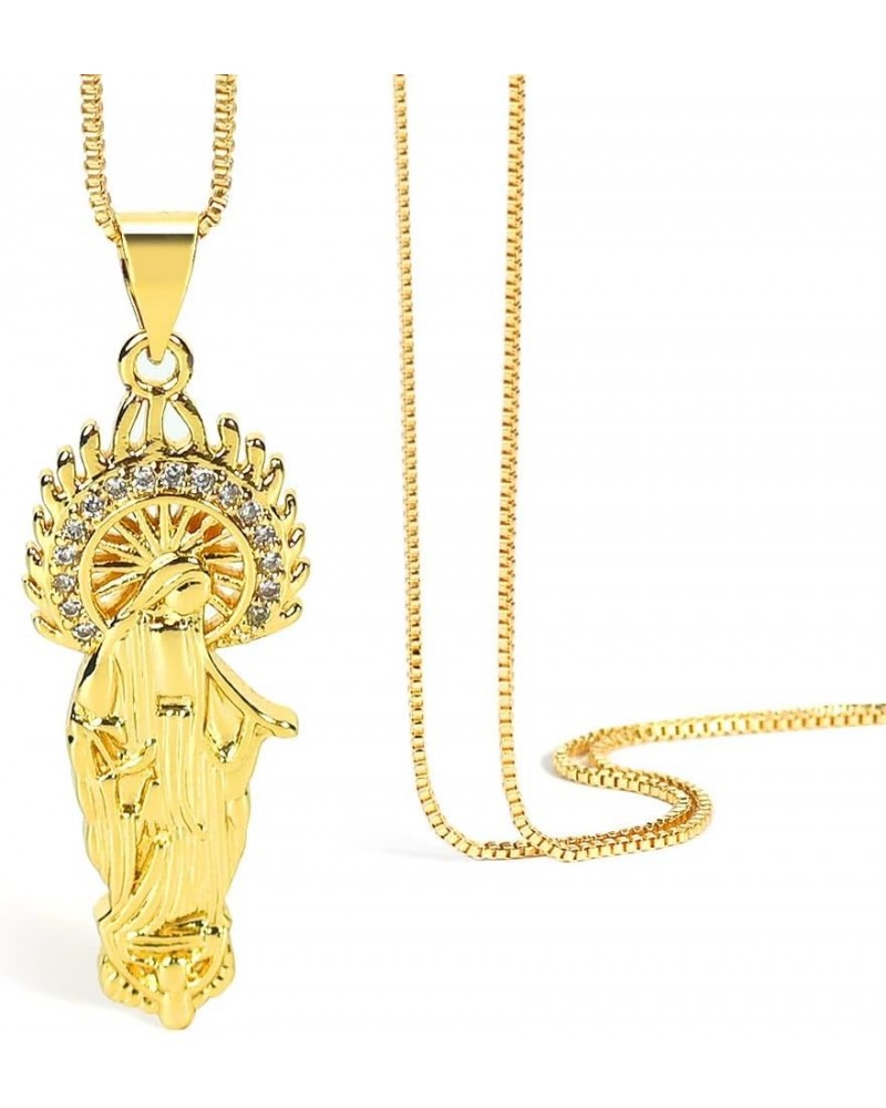 Virgin Mary Necklace: 18K Gold Plated Virgin Mary Pendant Jewelry for Women, Mothers Day Gifts $7.40 Necklaces