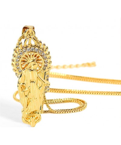 Virgin Mary Necklace: 18K Gold Plated Virgin Mary Pendant Jewelry for Women, Mothers Day Gifts $7.40 Necklaces