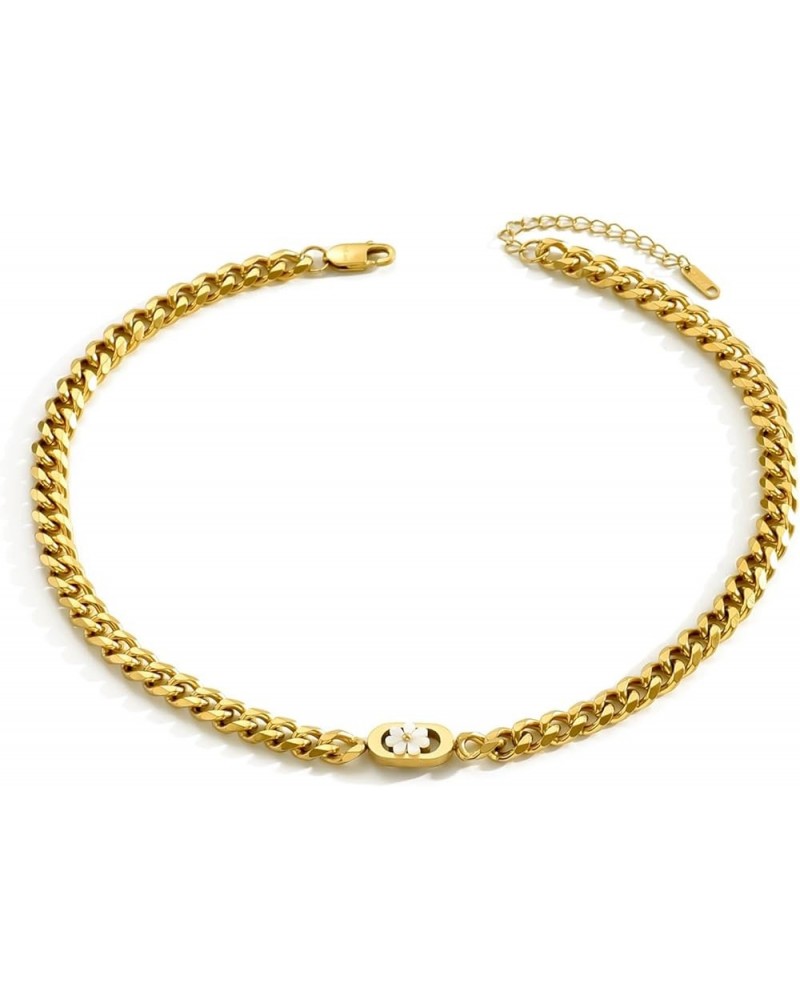 Gold Cuban Link Necklace for Women Gold Cuban Necklace Simple Cuban Link Chain For Women Trendy Cross Necklace for Women A76-...