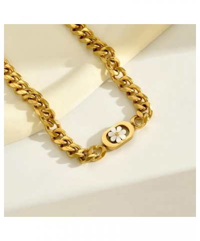 Gold Cuban Link Necklace for Women Gold Cuban Necklace Simple Cuban Link Chain For Women Trendy Cross Necklace for Women A76-...