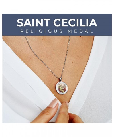 Saint Cecilia Religious Medal - Color 10K And14K Yellow or White Gold, or Sterling Silver 25.0 Millimeters Medal Only Sterlin...