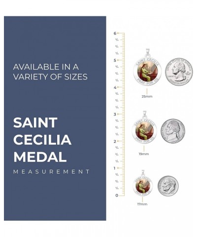 Saint Cecilia Religious Medal - Color 10K And14K Yellow or White Gold, or Sterling Silver 25.0 Millimeters Medal Only Sterlin...