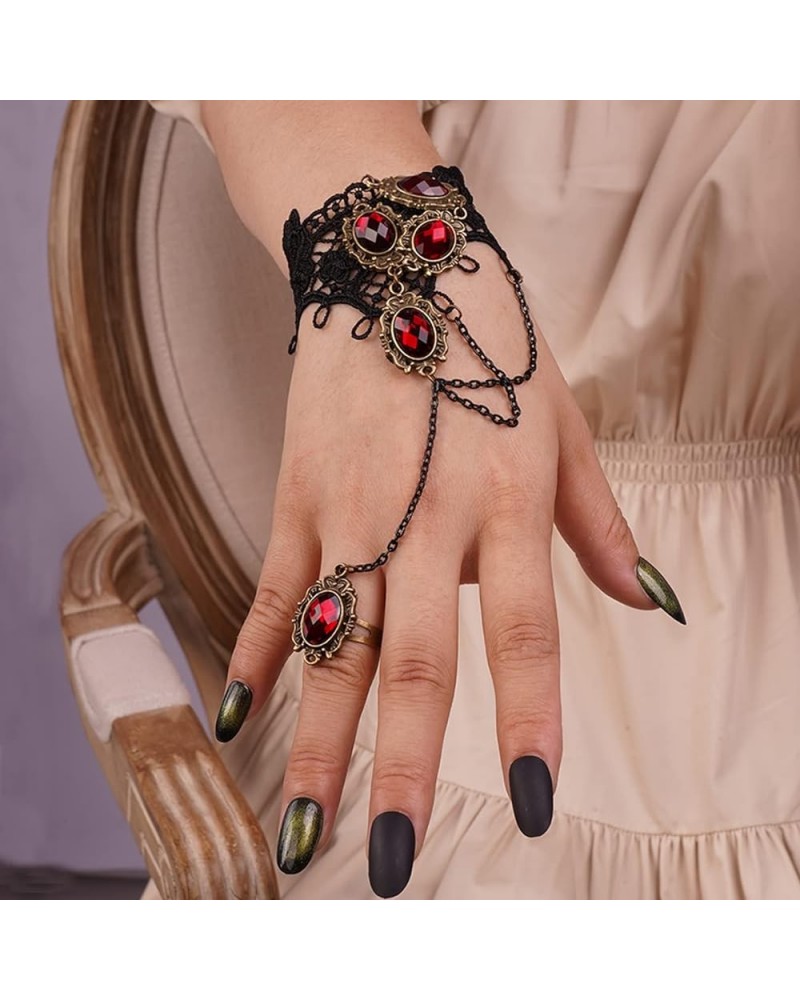 Gemstone Black Lace Hand Chain Style 2 $8.84 Rings