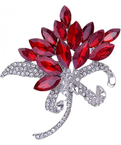 Women's Austrian Crystal Brooch Wedding Flower Leaf Bouquet Brooch Red $9.53 Others