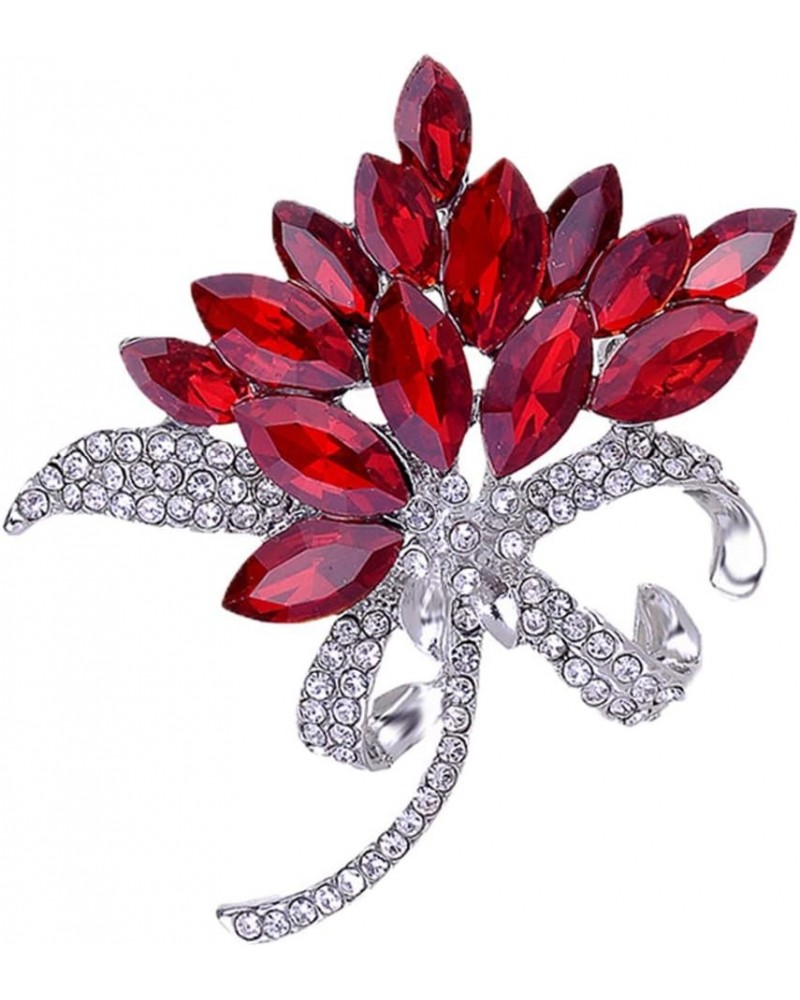 Women's Austrian Crystal Brooch Wedding Flower Leaf Bouquet Brooch Red $9.53 Others