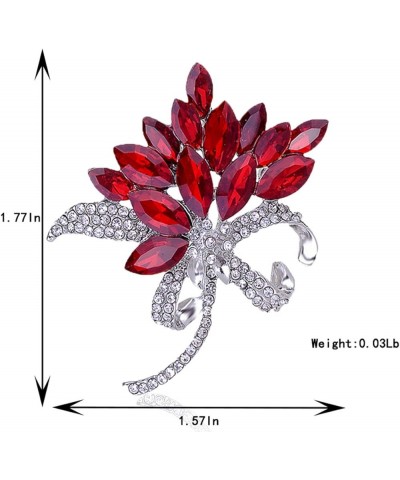 Women's Austrian Crystal Brooch Wedding Flower Leaf Bouquet Brooch Red $9.53 Others