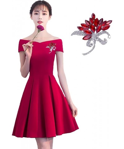 Women's Austrian Crystal Brooch Wedding Flower Leaf Bouquet Brooch Red $9.53 Others