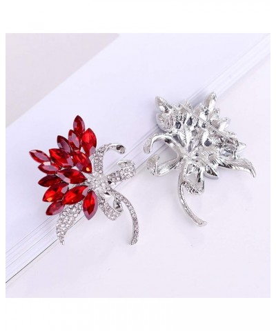 Women's Austrian Crystal Brooch Wedding Flower Leaf Bouquet Brooch Red $9.53 Others