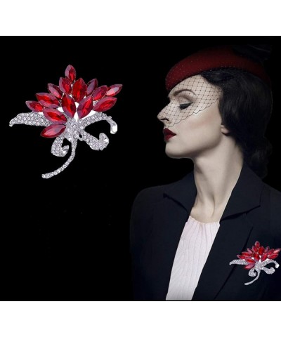 Women's Austrian Crystal Brooch Wedding Flower Leaf Bouquet Brooch Red $9.53 Others