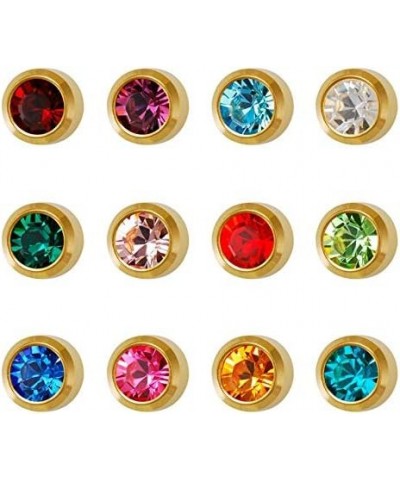 Universal Assorted Birthstone Bezel Earrings - Set of 3 Pairs - 24k Gold or Silver - Mini 2mm Size 24k gold $10.02 Earrings