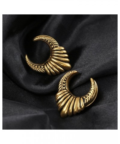 2 PCS Antiqued Ear Saddle Plugs Tunnels Gauges for Women & Mens - Stainless Steel 316L Ear Piercing Expander Body Earrings 19...