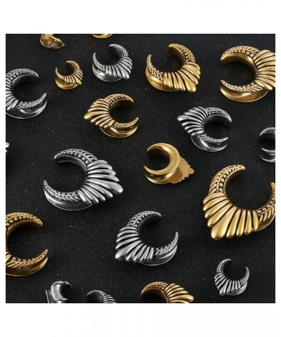 2 PCS Antiqued Ear Saddle Plugs Tunnels Gauges for Women & Mens - Stainless Steel 316L Ear Piercing Expander Body Earrings 19...